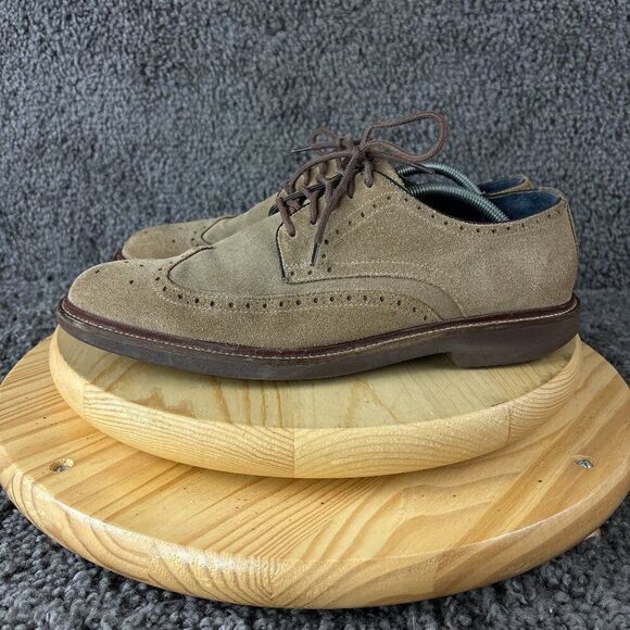 Cole Haan Suede Wingtip Oxford Shoe Mens 11.5 Tan Lace Up - Picture 1 of 10